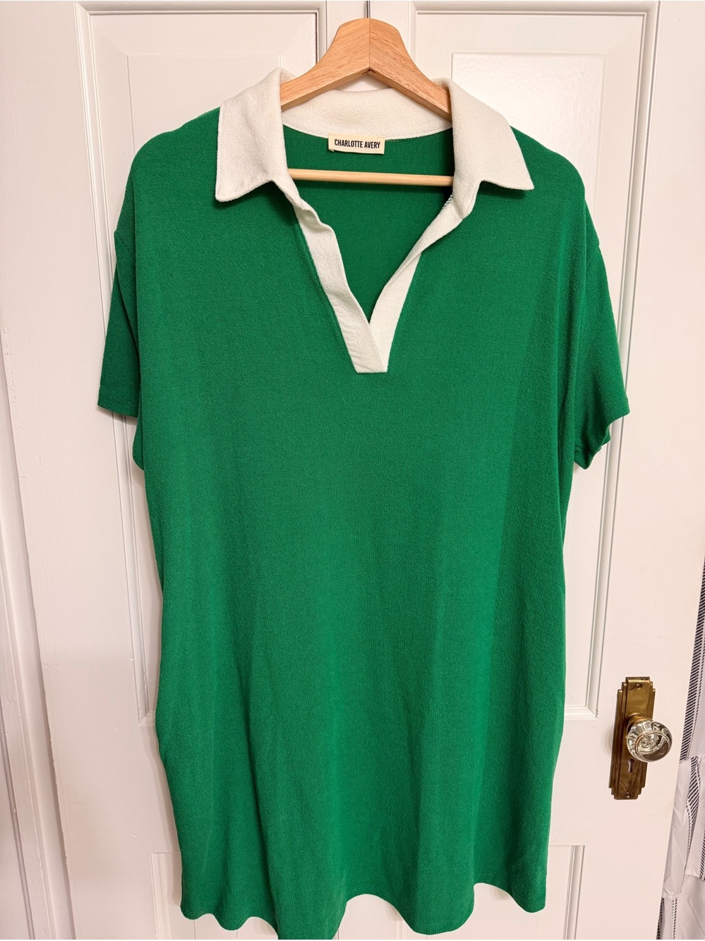 Charlotte Avery Green Knit Polo Dress with White Collar